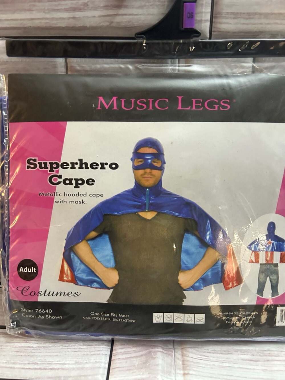 Music Legs 76640 Superhero Cape Metallic Hooded Cape with Mask Adult Costume
